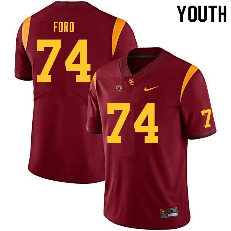 Youth #74 Courtland Ford USC Trojans College Football Jerseys Sale-Cardinal